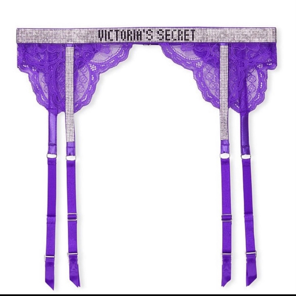 💜Brand New Victoria’s Secret Shine‎ Strap Lace Garter Purple 💜